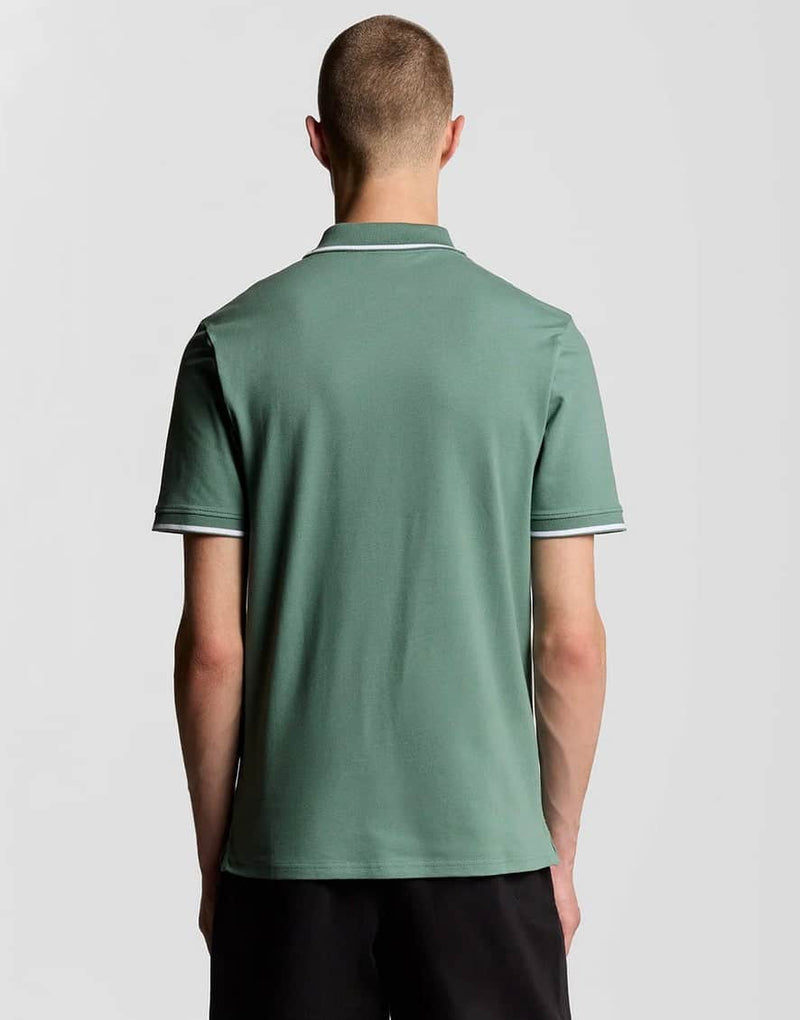 Lyle & Scott Tipped Polo Shirt Agave Green/White Northern Ireland