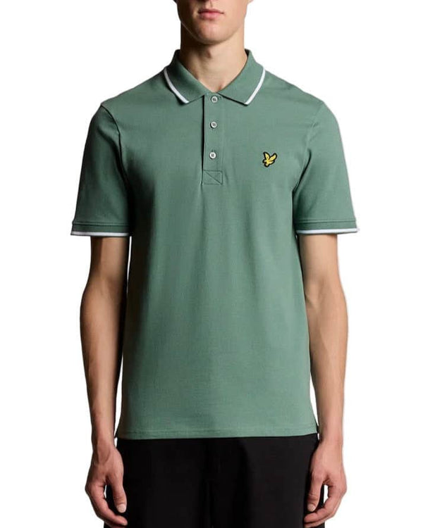 Lyle & Scott Tipped Polo Shirt Agave Green/White Northern Ireland