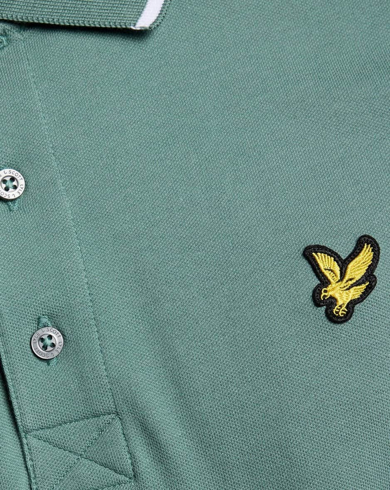 Lyle & Scott Tipped Polo Shirt Agave Green/White Northern Ireland
