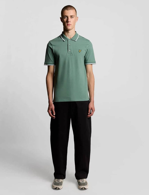 Lyle & Scott Tipped Polo Shirt Agave Green/White Northern Ireland