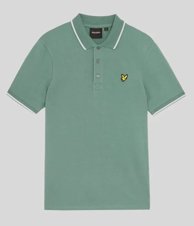 Lyle & Scott Tipped Polo Shirt Agave Green/White Northern Ireland
