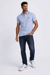 Lyle & Scott Tipped Polo Shirt Bubble Blue/Jet Black Northern Ireland