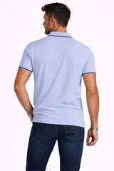 Lyle & Scott Tipped Polo Shirt Bubble Blue/Jet Black Northern Ireland