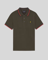 Lyle & Scott Tipped Polo Shirt Soft Black/Cherry Red Northern Ireland