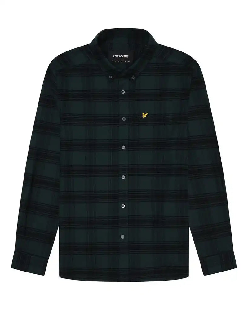 Lyle & Scott Tonal Check Flannel Shirt Argyle Teal/Jet Black Northern