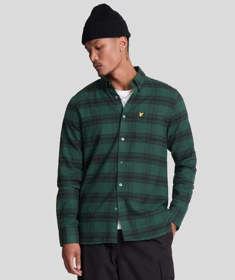 Lyle & Scott Tonal Check Flannel Shirt Argyle Teal/Jet Black Northern