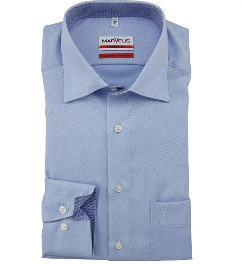 Marvelis 4767/64/11  Long Sleeve Modern Fit Blue Formal Shirt