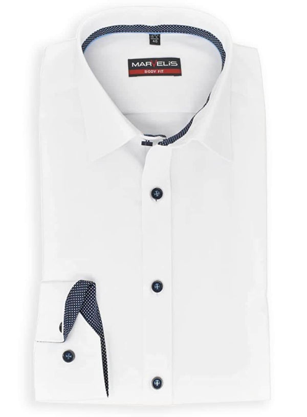 Marvelis Men’s Body Fit (Slim Fit) Dress Shirt 7534/34/00 White