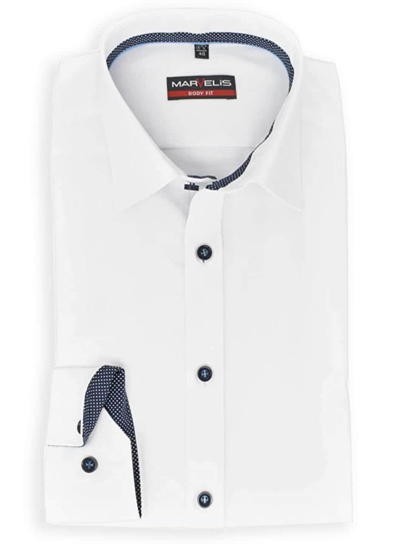 Marvelis Men’s Body Fit (Slim Fit) Dress Shirt 7534/34/00 White