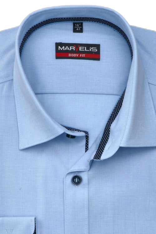Marvelis Men’s Body Fit (Slim Fit) Dress Shirt 7534/34/13 Blue