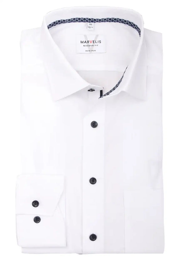 Marvelis Mens LS Dress Shirt Modern Fit 7200/54/00 White Northern