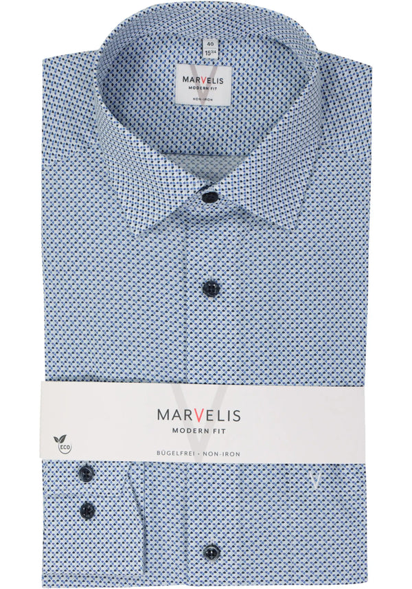 Marvelis Mens Modern Fit Shirt 7224-74-11 Blue Northern Ireland