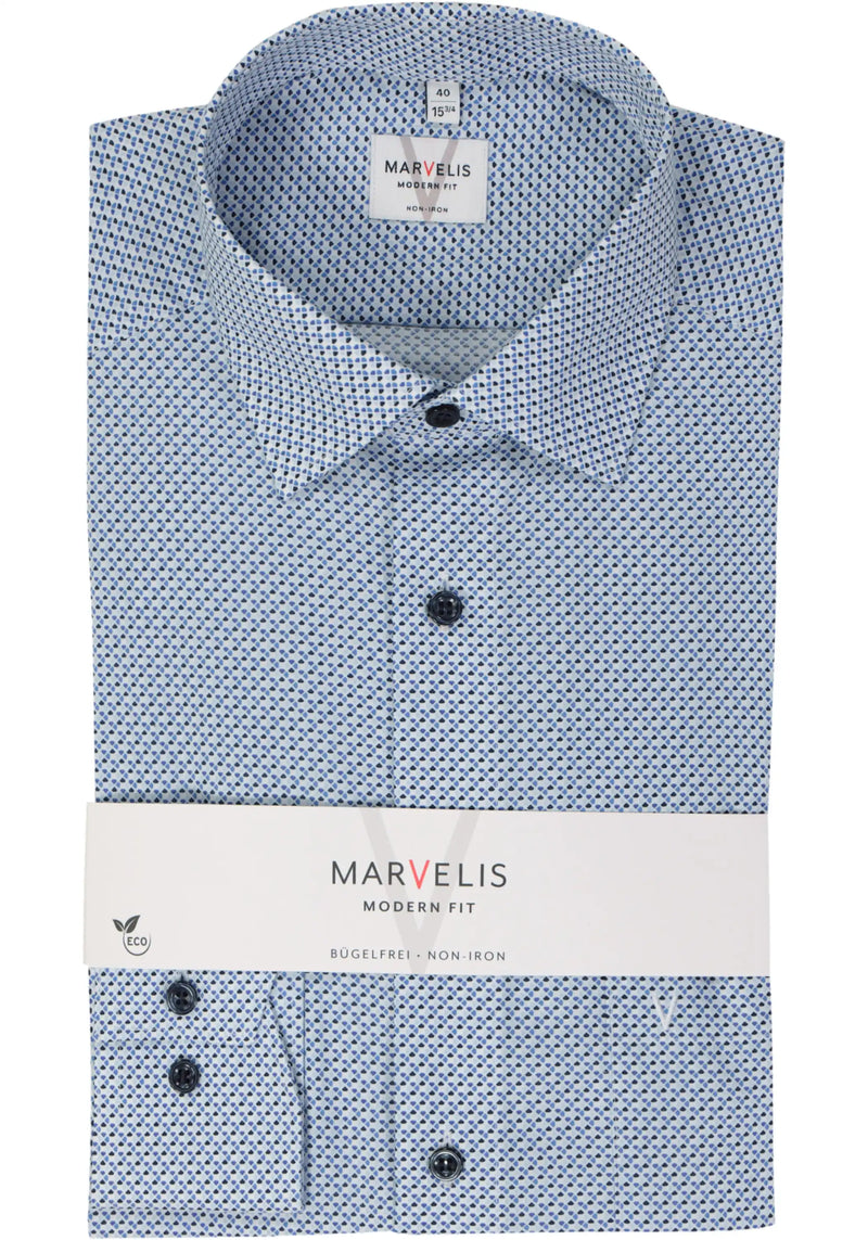 Marvelis Mens Modern Fit Shirt 7224-74-11 Blue Northern Ireland