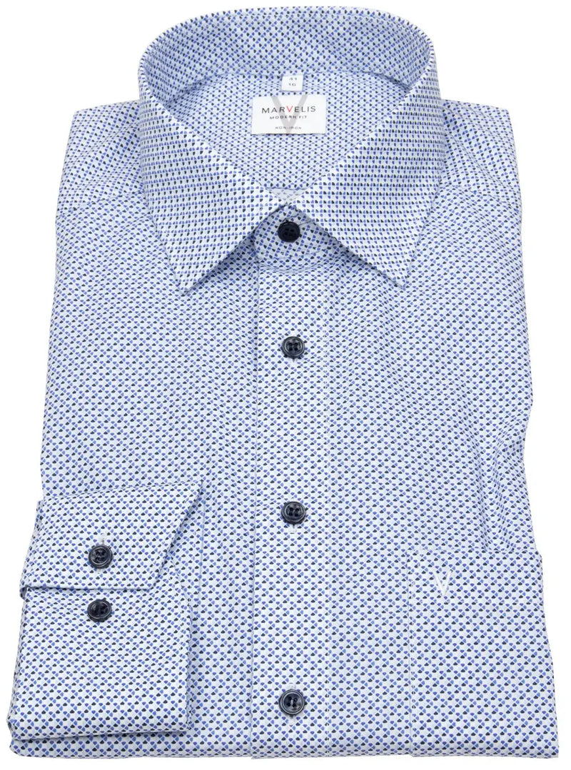 Marvelis Mens Modern Fit Shirt 7224-74-11 Blue Northern Ireland