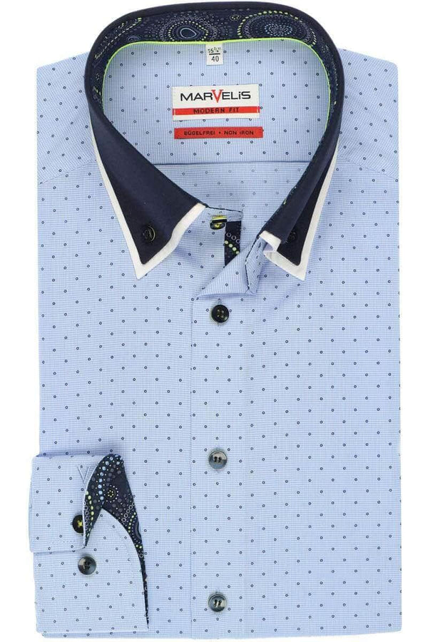 Marvelis-Modern Fit Shirt-Non Iron-Blue.