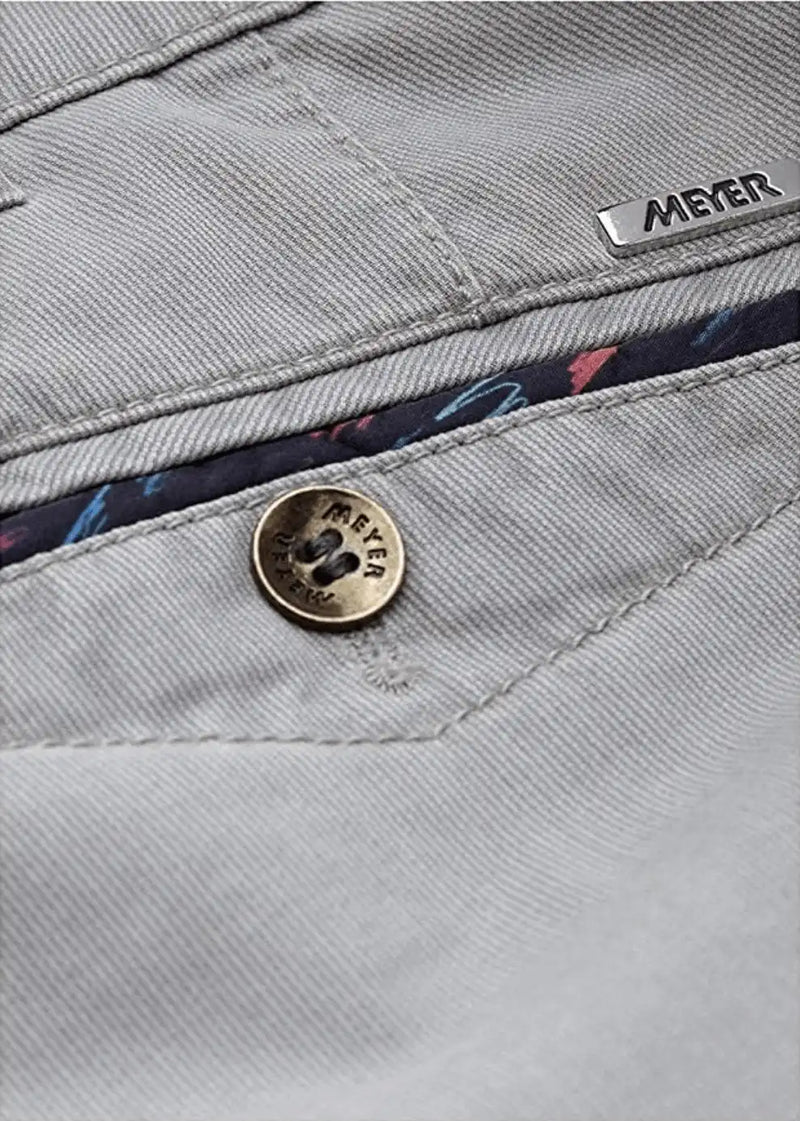 Meyer Chicago Cotton Chino Trousers Light Grey.