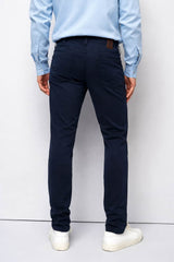 Meyer M5 Chino Trousers Slim Fit High Performance Satin 9-6106 Navy