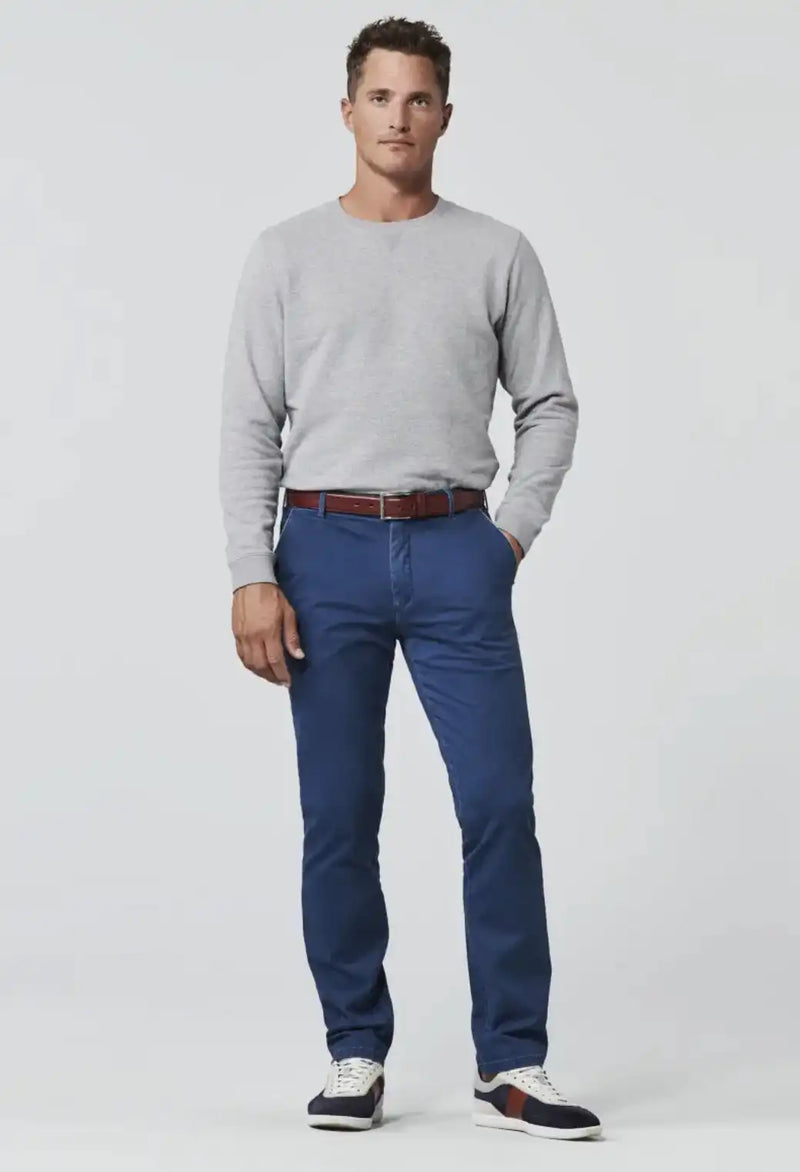 Meyer Men’s Chino Trousers New York Luxury Cotton Blue Ballynahinch