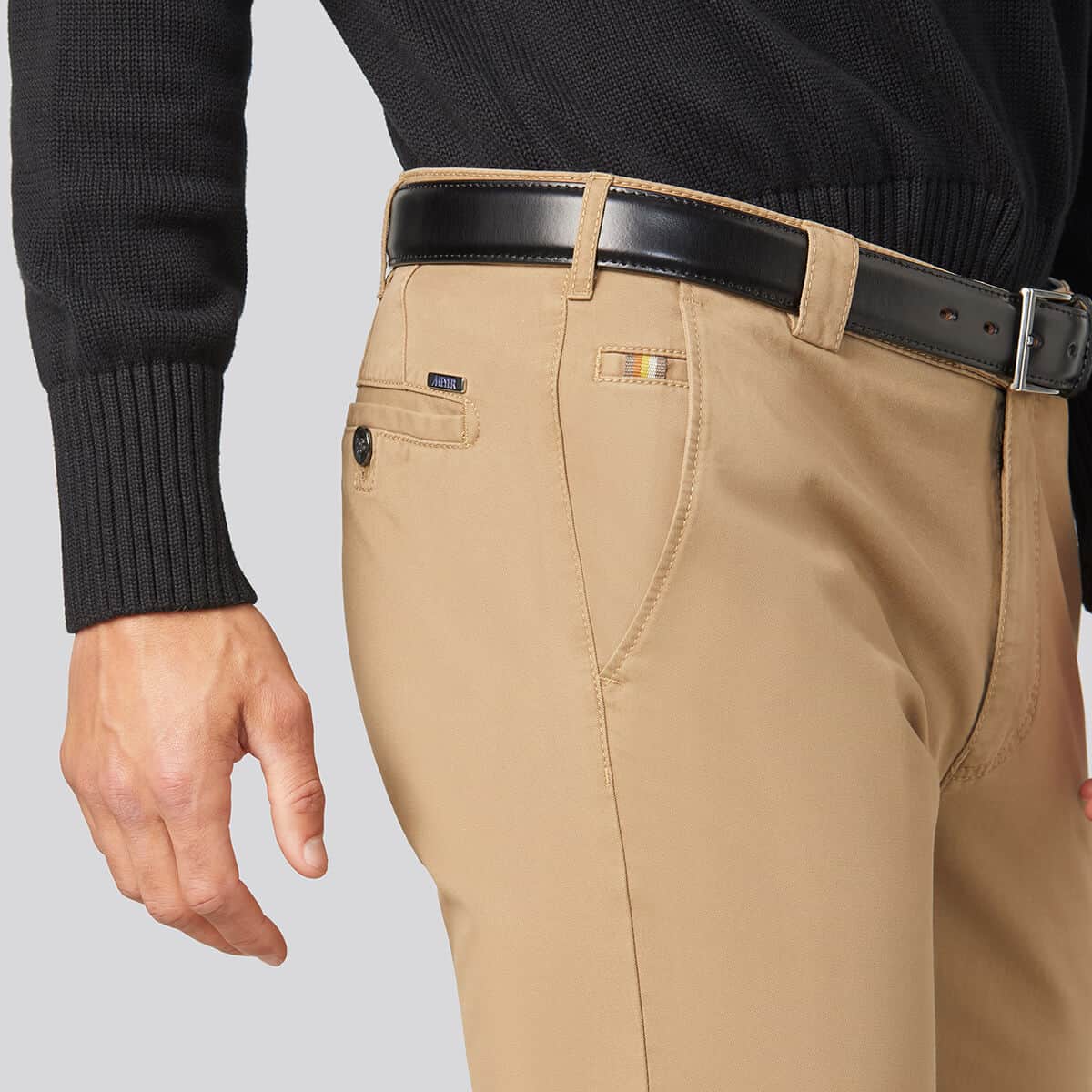 Meyer Men's Chino Trousers Roma Luxury Cotton Pants Beige