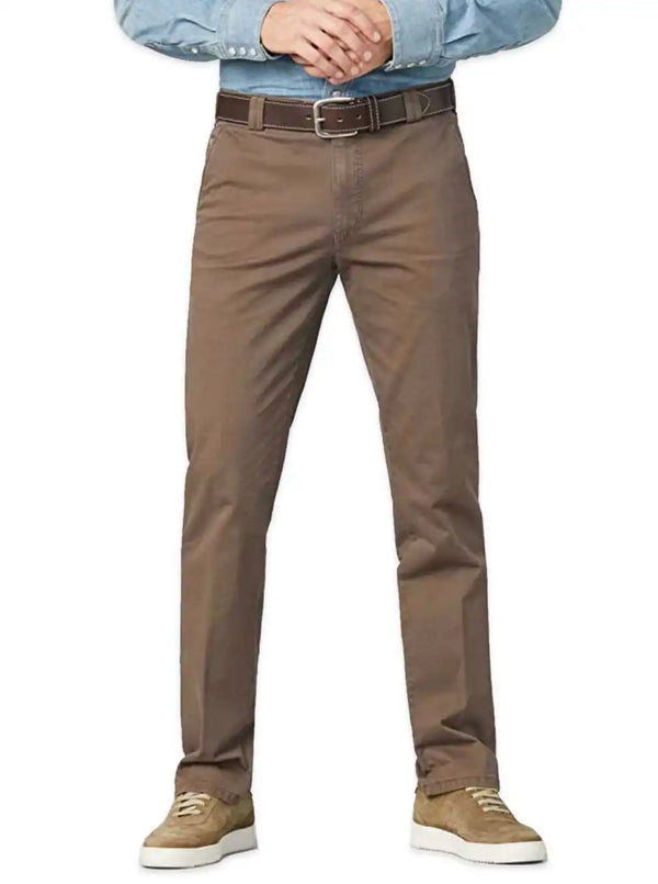 Meyer Chino Trousers Roma Cotton Stone Brown - Pants