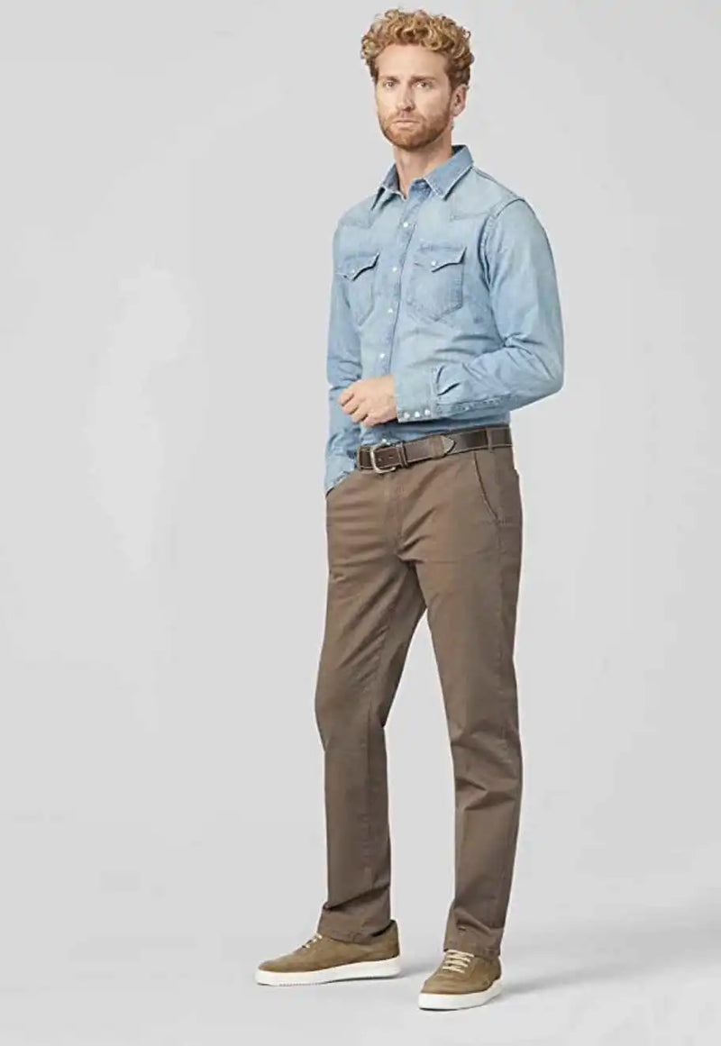 Meyer Chino Trousers Roma Cotton Stone Brown - Pants