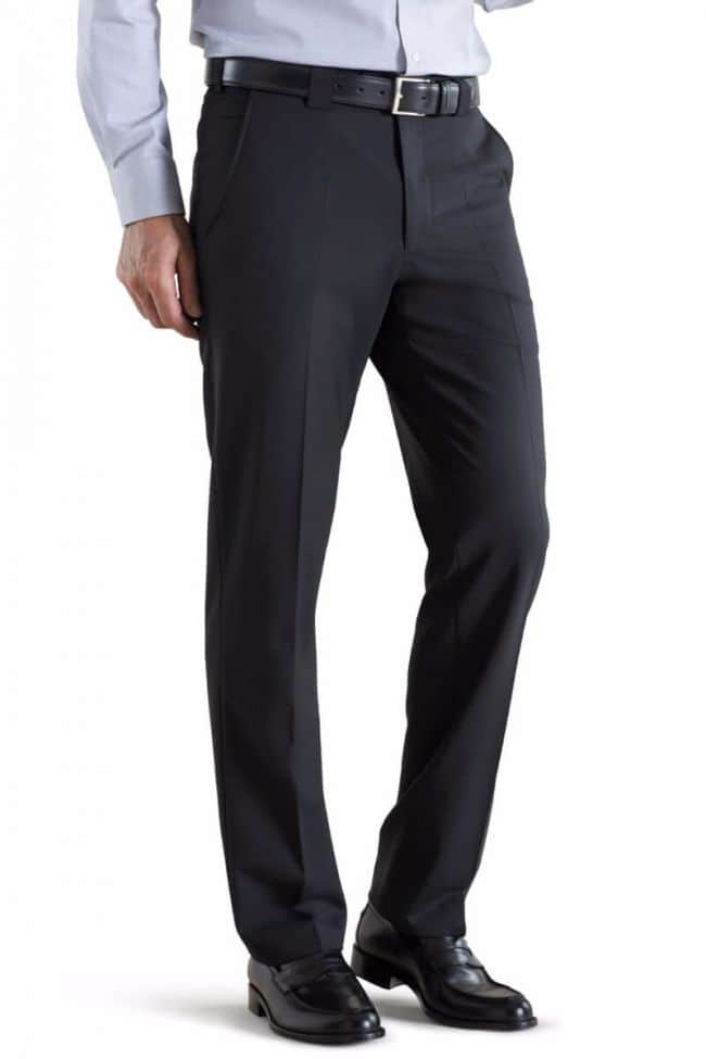 Meyer Men’s Trousers Roma Fine Gabardine Wool Mix Black Ballynahinch