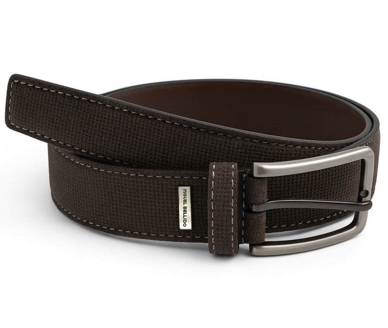 Miguel Bellido Mens Brown Textured Leather Belt Northern Ireland