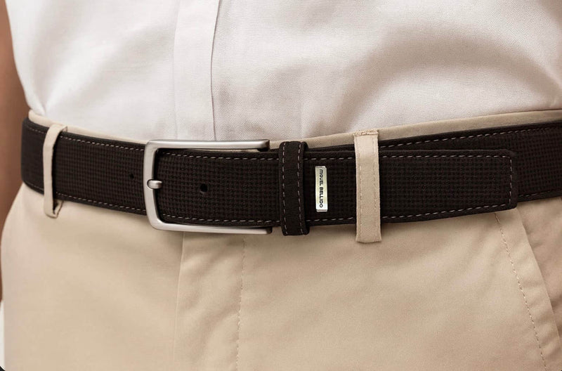 Miguel Bellido Mens Brown Textured Leather Belt Brown Northern