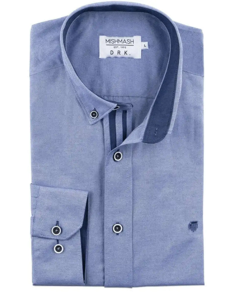Mish Mash Men’s Classic Oxford Shirt Summit Long Sleeve Chambray Blue