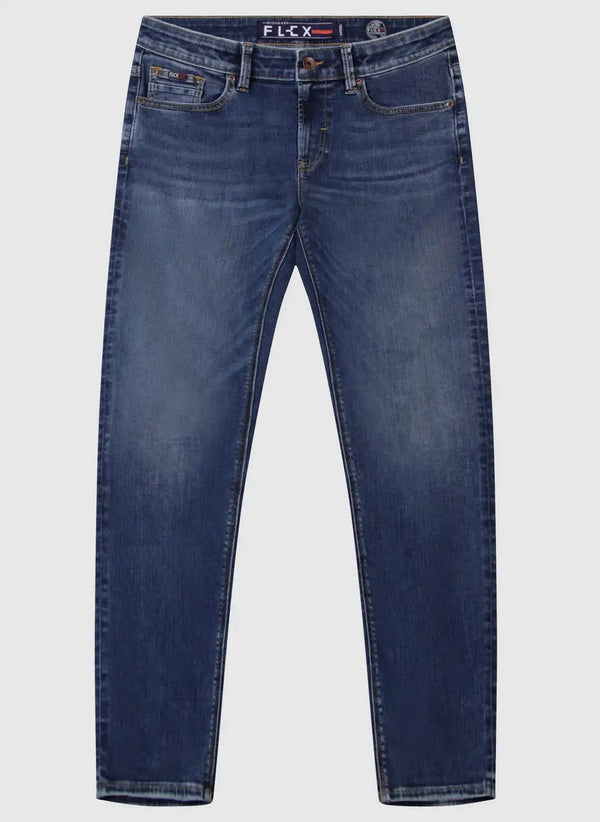 Mish Mash Mens Flex Active Tapered Fit Mid Denim Jeans Northern