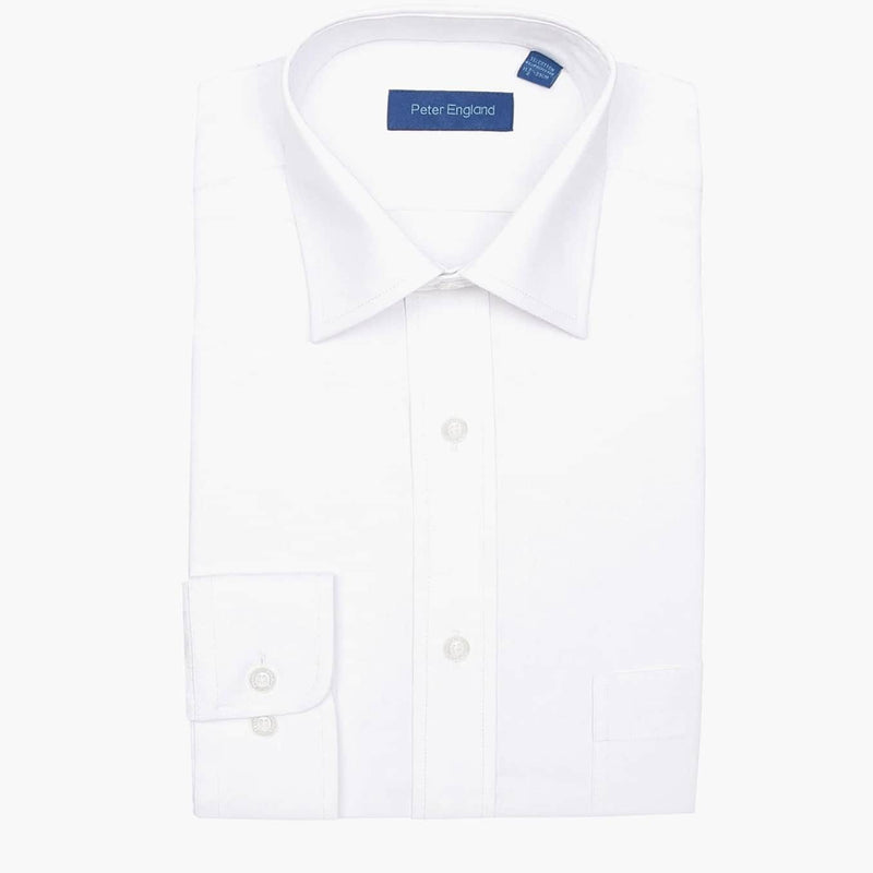 Peter England Long Sleeve Formal Shirt Regular Fit - White