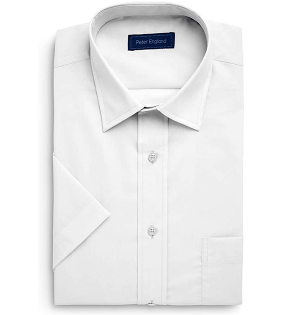 Peter England Short Sleeve Formal Shirt Regular Fit - White