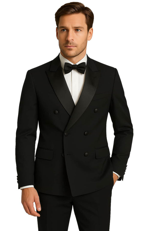 Remus Uomo 12165D-00 Double Breasted Tuxedo Jacket Black Northern