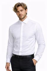 Remus Uomo Dress Shirt 18300 01 Tapered Fit Long Sleeve White