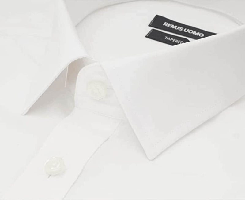 Remus Uomo 18300 01 Tapered Fit White Long Sleeve Dress Shirt