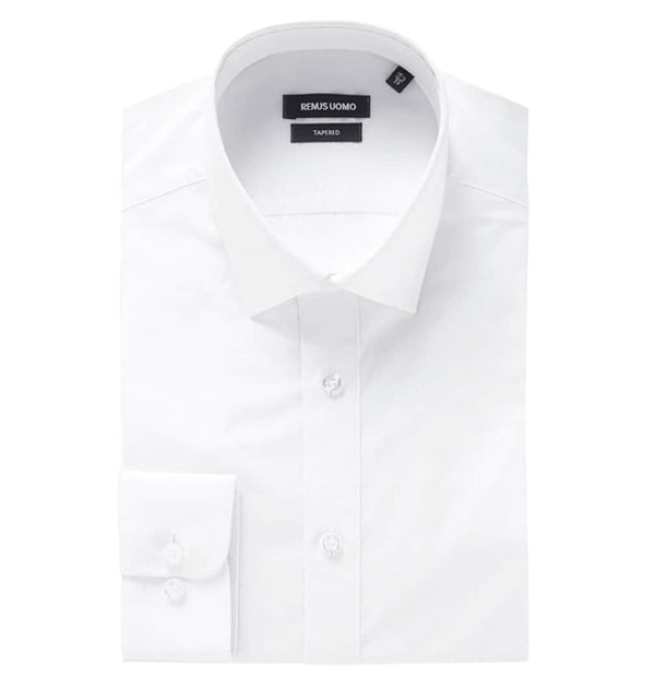 Remus Uomo 18300 01 Tapered Fit White Long Sleeve Dress Shirt