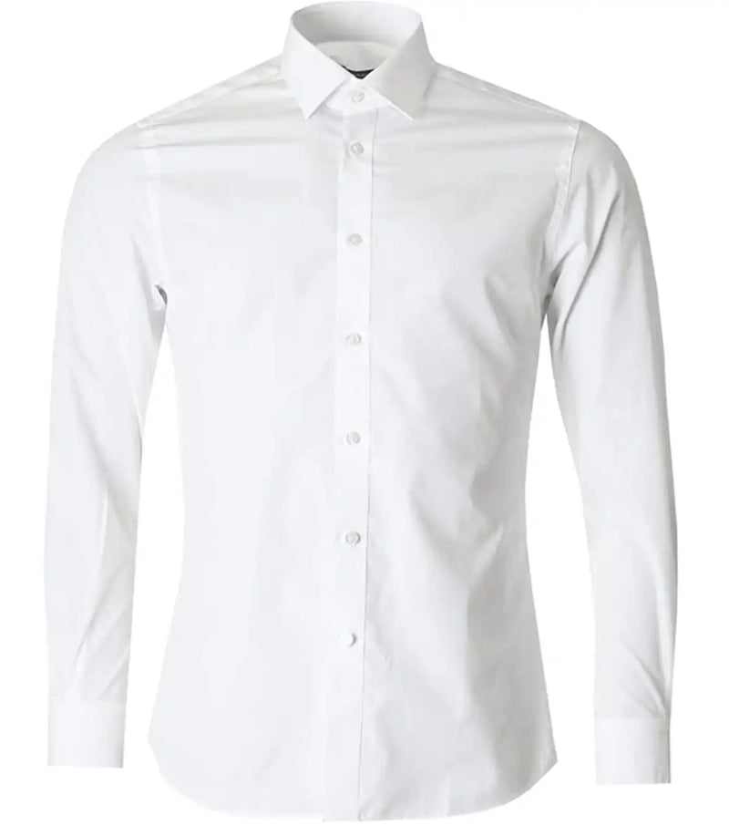 Remus Uomo 18300 01 Tapered Fit White Long Sleeve Dress Shirt