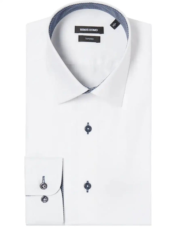 Remus Uomo Men’s 17036 Tapered Fit Long Sleeve Dress Shirt White
