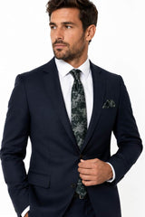 Remus Uomo Men’s Abstract Tie & Pocket Square Set Green Silver