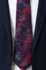 Remus Uomo Men’s Abstract Tie & Pocket Square Set Navy Red Northern