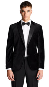 Remus Uomo Men’s Monti Slim Fit Velvet Tuxedo Jacket Black Northern