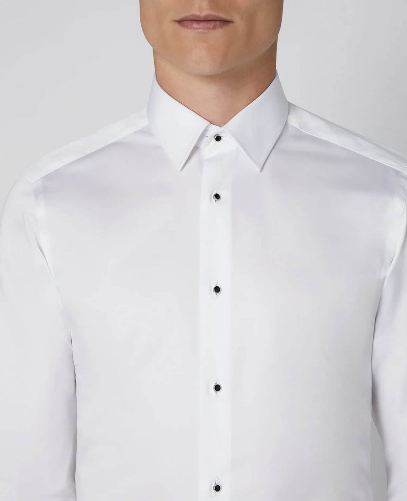 Remus Uomo Men’s Stud Button Shirt Tapered Fit White Ballynahinch