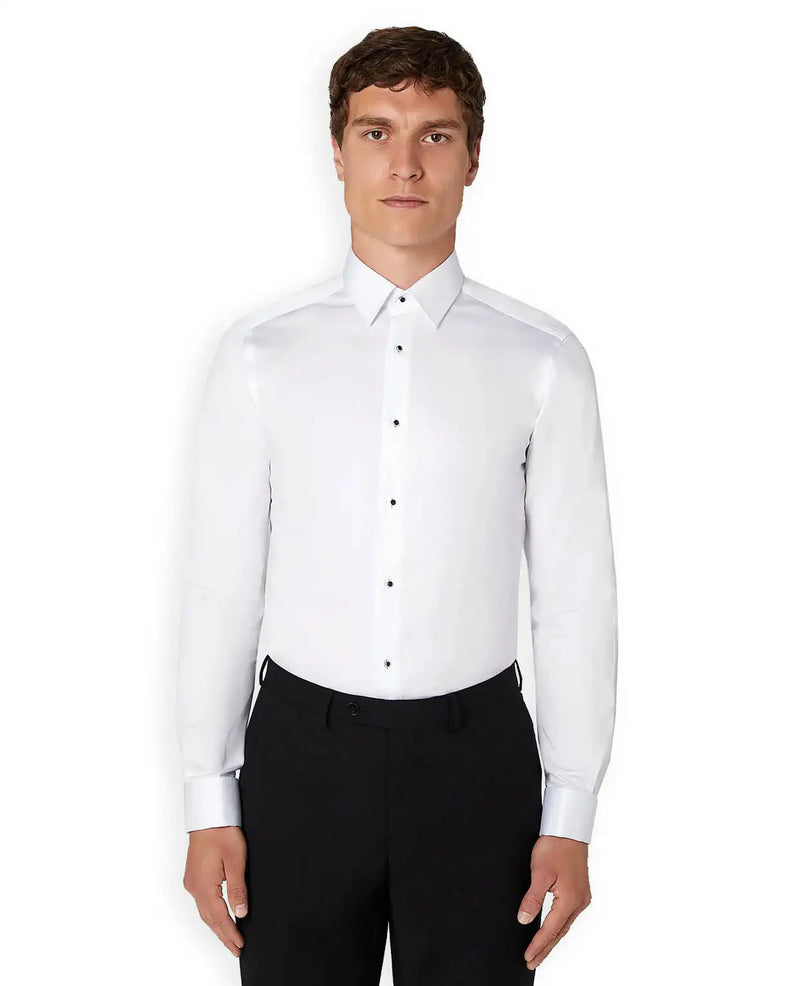 Remus Uomo Men’s Stud Button Shirt Tapered Fit White Ballynahinch