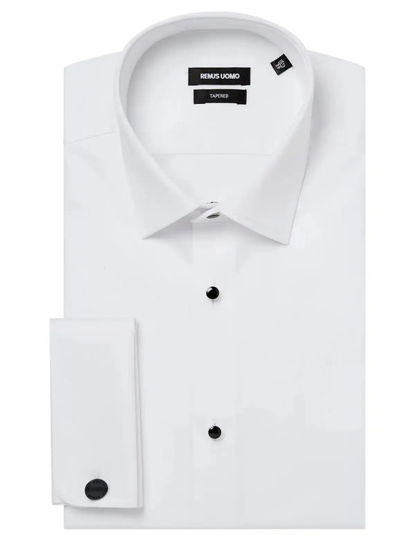 Remus Uomo Men’s Stud Button Shirt Tapered Fit White Ballynahinch