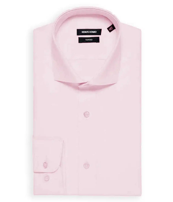 Remus Uomo Men’s Tapered Fit Cotton Stretch Shirt Pink Ballynahinch
