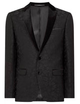 Remus Uomo Monti Slim Jacquard Floral Tuxedo Jacket Black Northern