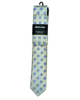 Remus Uomo Silk Tie & Pocket Square Set Light Green/Blue Northern
