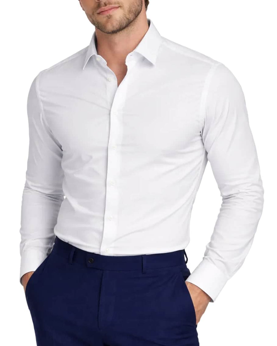 Remus Uomo Slim Fit Cotton Stretch Dress Shirt White