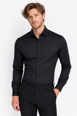 Remus Uomo Tapered Fit Dress Shirt 18300 Parker Black Northern