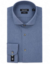 Remus Uomo Tapered Long Sleeve Formal Shirt Blue Northern Ireland